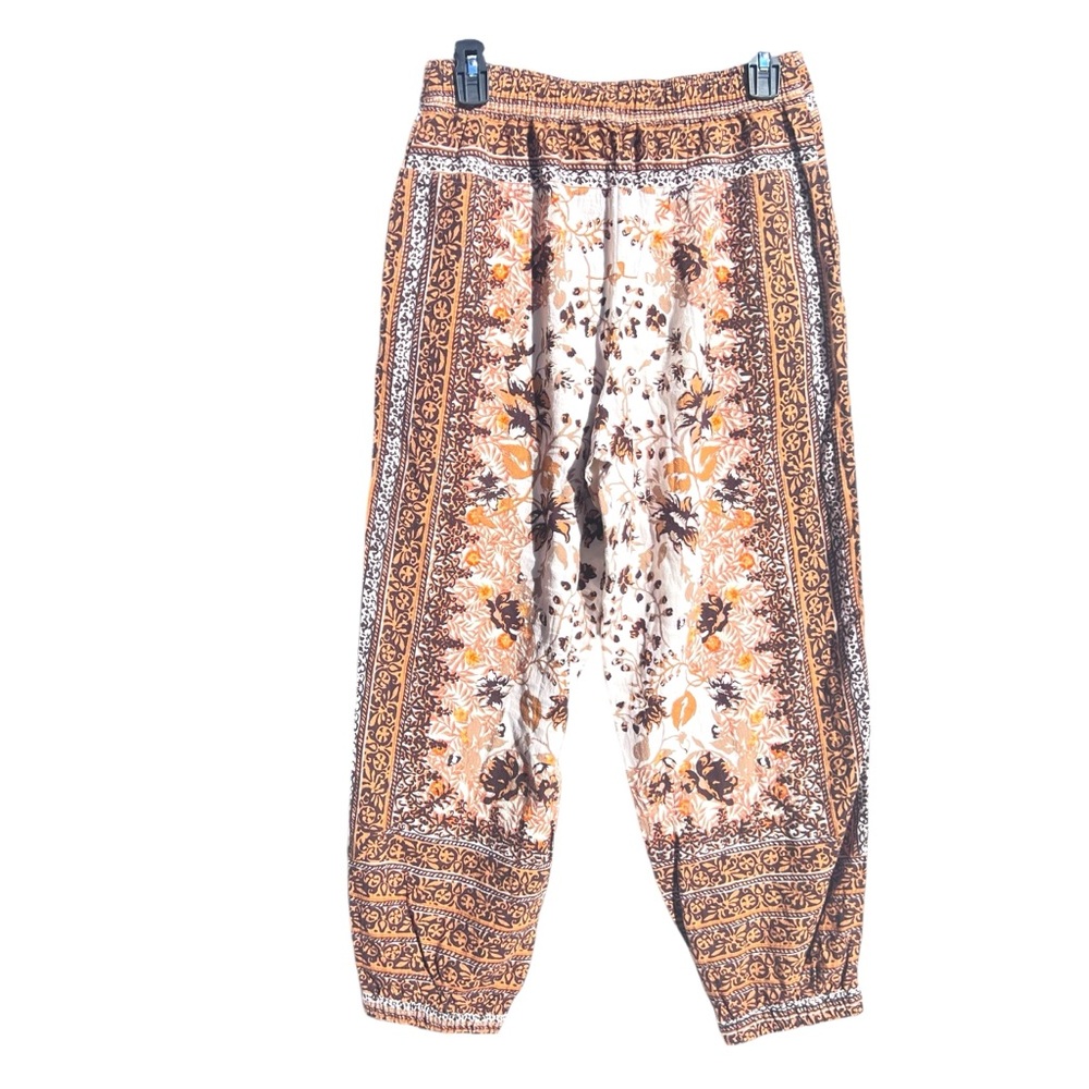 Anthropologie Floral Printed Linen Joggers Pants Boho Size 4 - Picture 5 of 9